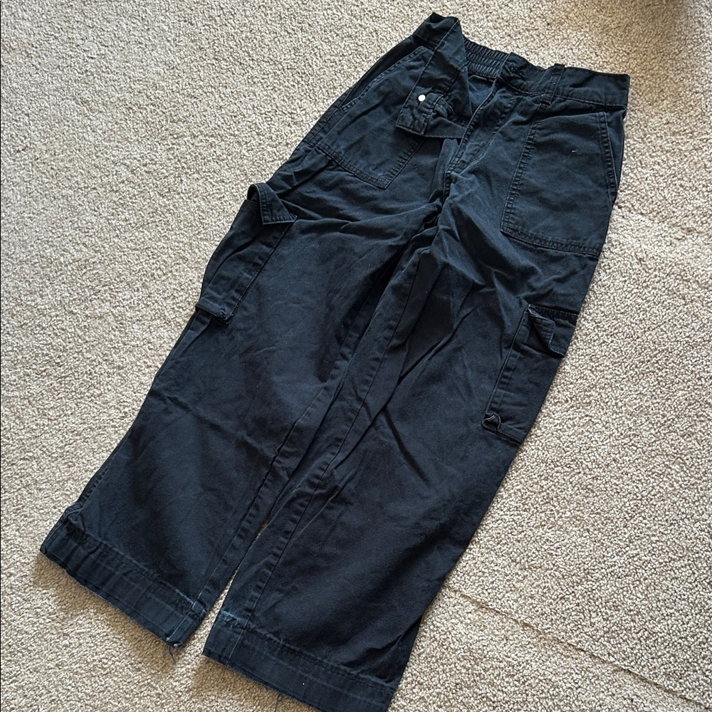 No Boundaries Women's Black Wide Leg Cargo Pants